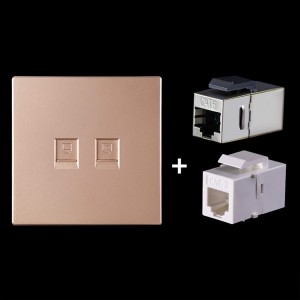 CAT 6 Shielded Pass  through Network Module  Dual Ports Panel   Shielded Pass  through   Telephone Socket  Gold