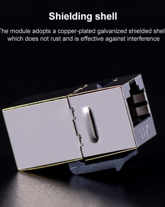CAT 6 Shielded Pass through Network Module Dual Ports Panel Shielded Pass through TV Socket Gold CAT 6 Shielded Pass through Network Module Dual Ports Panel Shielded Pass through TV Socket Gold