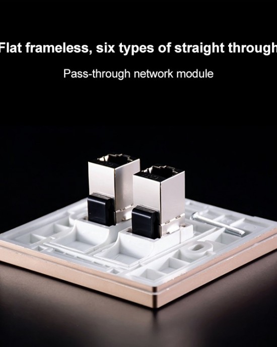 CAT 6 Shielded Pass through Network Module Dual Ports Panel Shielded Pass through TV Socket Gold CAT 6 Shielded Pass through Network Module Dual Ports Panel Shielded Pass through TV Socket Gold