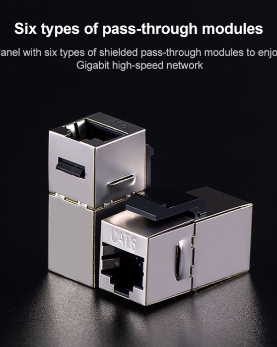 CAT 6 Shielded Pass through Network Module Dual Ports Panel Shielded Pass through TV Socket Gold CAT 6 Shielded Pass through Network Module Dual Ports Panel Shielded Pass through TV Socket Gold