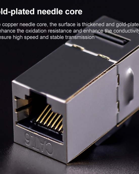 CAT 6 Shielded Pass through Network Module Dual Ports Panel Shielded Pass through TV Socket Gold CAT 6 Shielded Pass through Network Module Dual Ports Panel Shielded Pass through TV Socket Gold