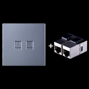 CAT 6 Shielded Pass  through Network Module  Dual Ports Panel   Shielded Pass  through  Grey