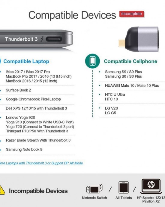 Type C Male To VGA DB15P Female Adapter Type C Male To VGA DB15P Female Adapter