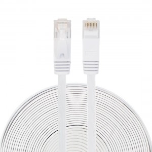 20m CAT6 Ultra  thin Flat Ethernet Network LAN Cable  Patch Lead RJ45  White