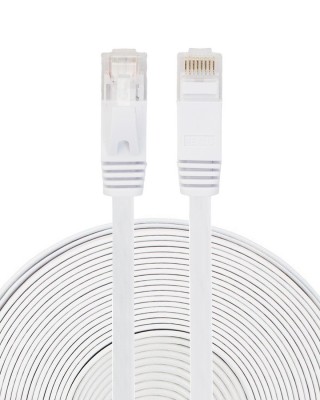 20m CAT6 Ultra  thin Flat Ethernet Network LAN Cable  Patch Lead RJ45  White